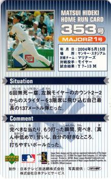 2004 Upper Deck NTV Hideki Matsui Homerun Cards #353 Hideki Matsui Back