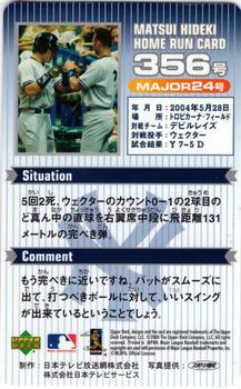 2004 Upper Deck NTV Hideki Matsui Homerun Cards #356 Hideki Matsui Back