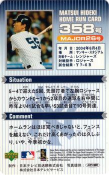 2004 Upper Deck NTV Hideki Matsui Homerun Cards #358 Hideki Matsui Back
