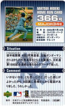 2004 Upper Deck NTV Hideki Matsui Homerun Cards #366 Hideki Matsui Back