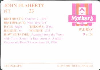 1997 Mother's Cookies San Diego Padres #9 John Flaherty Back