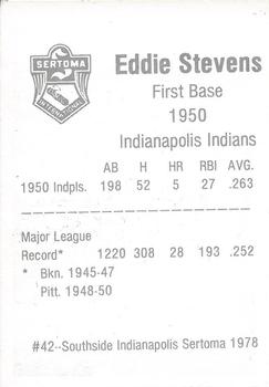 1978 Sertoma 1950 Indianapolis Indians #42 Ed Stevens Back