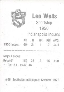 1978 Sertoma 1950 Indianapolis Indians #46 Leo Wells Back