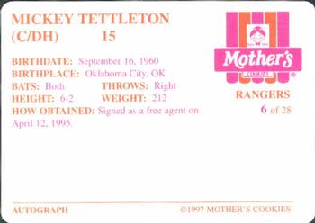 1997 Mother's Cookies Texas Rangers #6 Mickey Tettleton Back