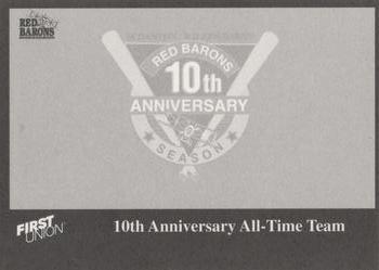 1998 Scranton/Wilkes-Barre Red Barons 10th Anniversary All-Time Team #NNO Title Card Back