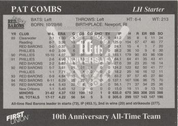 1998 Scranton/Wilkes-Barre Red Barons 10th Anniversary All-Time Team #NNO Pat Combs Back