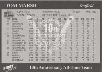 1998 Scranton/Wilkes-Barre Red Barons 10th Anniversary All-Time Team #NNO Tom Marsh Back