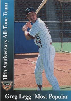 1998 Scranton/Wilkes-Barre Red Barons 10th Anniversary All-Time Team #NNO Greg Legg Front