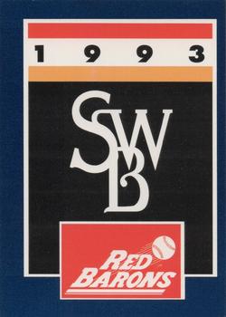 1993 Scranton/Wilkes-Barre Red Barons #1 Title Card Front
