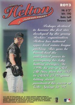 1997 Bowman Chrome - 1998 Rookie of the Year Favorites #ROY3 Todd Helton Back