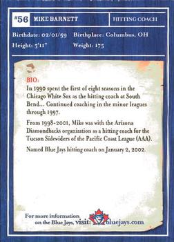 2002 Toronto Blue Jays Limited Edition SGA #NNO Mike Barnett Back