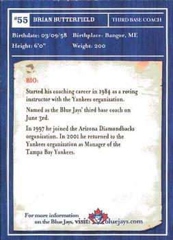 2002 Toronto Blue Jays Limited Edition SGA #NNO Brian Butterfield Back