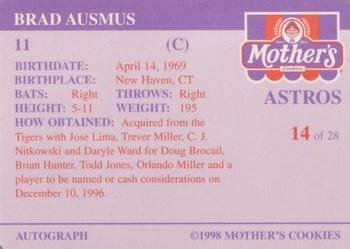 1998 Mother's Cookies Houston Astros #14 Brad Ausmus Back