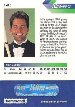1993 Rembrandt Ultra-Pro Eric Karros #1 Eric Karros Back