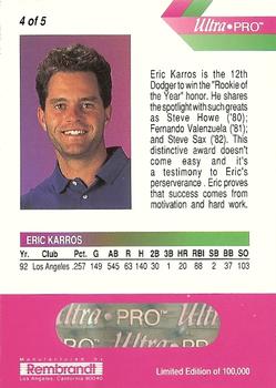 1993 Rembrandt Ultra-Pro Eric Karros #4 Eric Karros Back