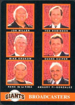 1998 Mother's Cookies San Francisco Giants #27 Jon Miller / Ted Robinson / Mike Krukow / Duane Kuiper / Rene de la Rosa / Amaury Pi-Gonzalez Front