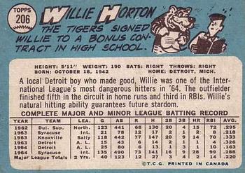 1965 O-Pee-Chee #206 Willie Horton Back