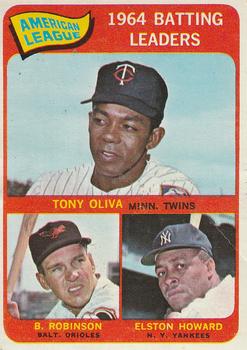 1965 O-Pee-Chee #1 American League 1964 Batting Leaders (Tony Oliva / Brooks Robinson / Elston Howard) Front