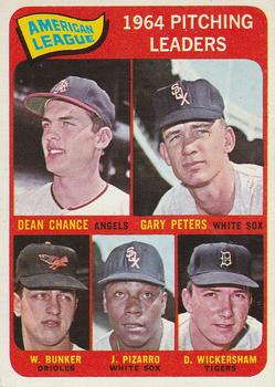 1965 O-Pee-Chee #9 American League 1964 Pitching Leaders (Dean Chance / Gary Peters / Wally Bunker / Juan Pizarro / Dave Wickersham) Front