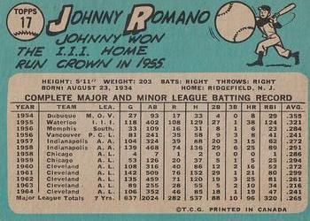 1965 O-Pee-Chee #17 Johnny Romano Back
