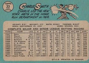 1965 O-Pee-Chee #22 Charlie Smith Back