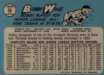 1965 O-Pee-Chee #36 Bobby Wine Back
