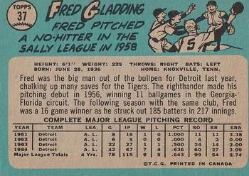 1965 O-Pee-Chee #37 Fred Gladding Back