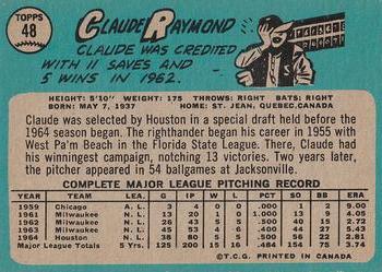 1965 O-Pee-Chee #48 Claude Raymond Back