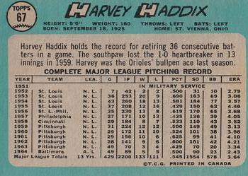 1965 O-Pee-Chee #67 Harvey Haddix Back