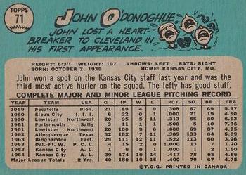 1965 O-Pee-Chee #71 John O'Donoghue Back