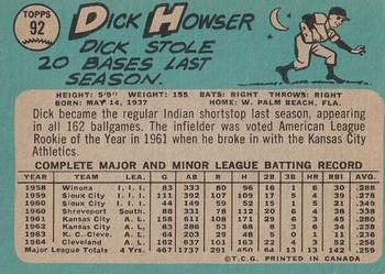 1965 O-Pee-Chee #92 Dick Howser Back