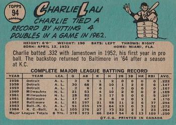 1965 O-Pee-Chee #94 Charley Lau Back