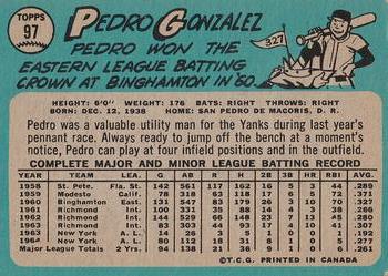 1965 O-Pee-Chee #97 Pedro Gonzalez Back