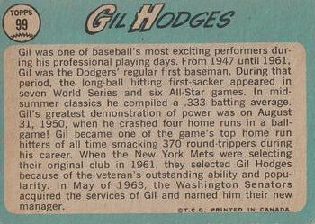 1965 O-Pee-Chee #99 Gil Hodges Back
