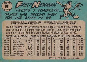 1965 O-Pee-Chee #101 Fred Newman Back