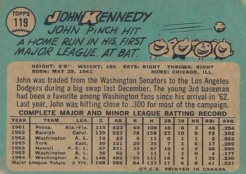 1965 O-Pee-Chee #119 John Kennedy Back
