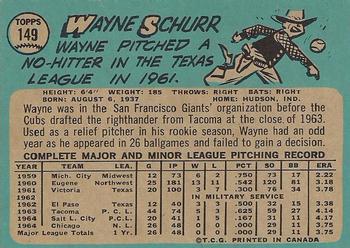 1965 O-Pee-Chee #149 Wayne Schurr Back