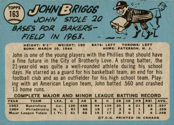 1965 O-Pee-Chee #163 John Briggs Back