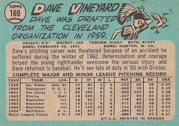 1965 O-Pee-Chee #169 Dave Vineyard Back