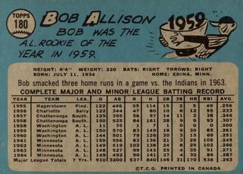 1965 O-Pee-Chee #180 Bob Allison Back