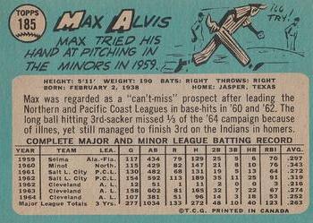 1965 O-Pee-Chee #185 Max Alvis Back