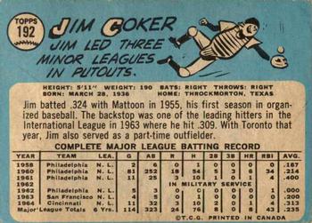 1965 O-Pee-Chee #192 Jimmie Coker Back