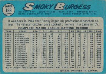 1965 O-Pee-Chee #198 Smoky Burgess Back
