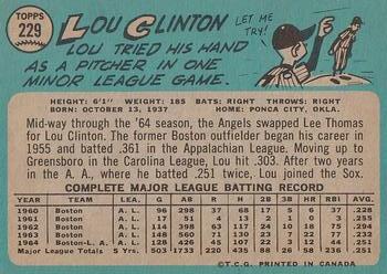 1965 O-Pee-Chee #229 Lou Clinton Back