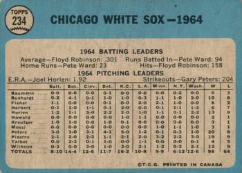 1965 O-Pee-Chee #234 Chicago White Sox Back