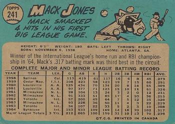 1965 O-Pee-Chee #241 Mack Jones Back