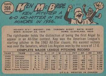 1965 O-Pee-Chee #268 Ken McBride Back