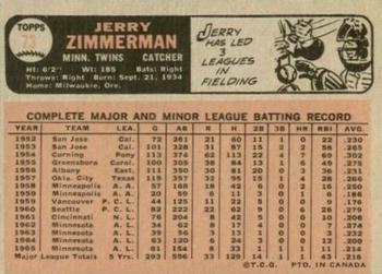 1966 O-Pee-Chee #73 Jerry Zimmerman Back