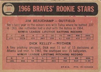 1966 O-Pee-Chee #84 Braves 1966 Rookie Stars (Jim Beauchamp / Dick Kelley) Back