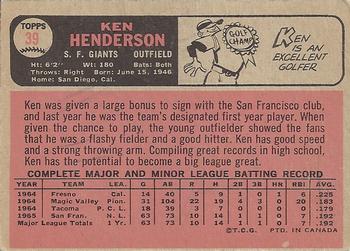 1966 O-Pee-Chee #39 Ken Henderson Back